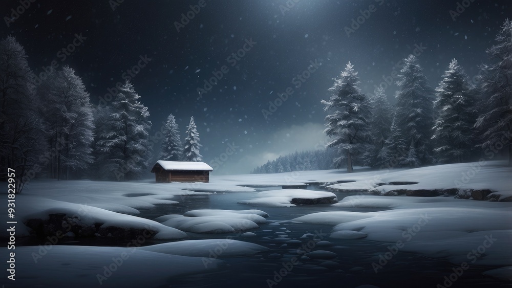 Soft snowfall on a dark background, calm and cold.- Soft snowfall on a dark background, calm and cold.-