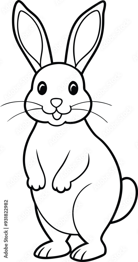 Obraz premium Cute little bunny illustration perfect for children's coloring books, designed with charming black-and-white graphics. 