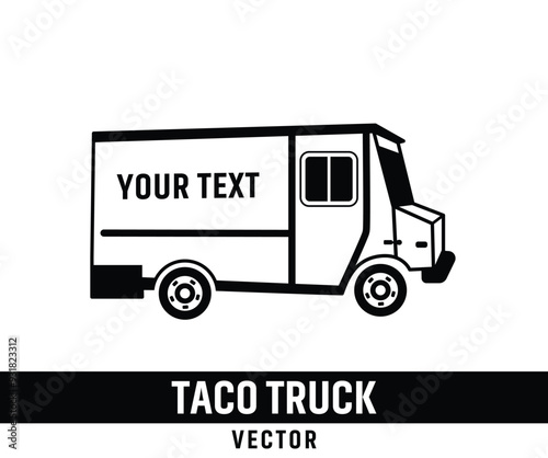 Taco Truck Illustration Vector Collection Set, Eye-Catching Taco Truck Vector Illustration for Themed Parties, Food Blogs, and Merchandising Isolated Outline Icon Set.