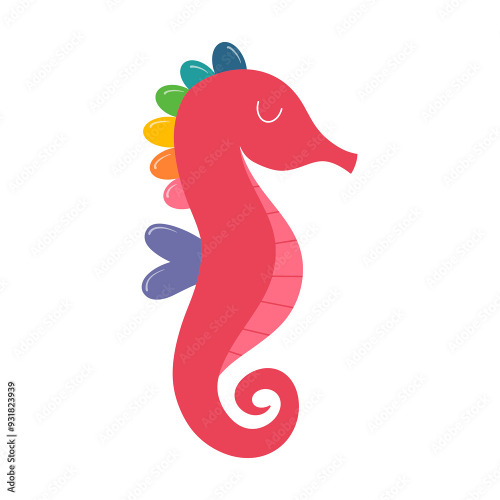 Fototapeta premium Playful Rainbow Seahorse