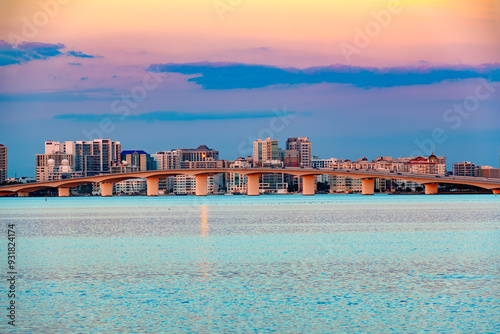 Twilight view of Sarasota skyline in florida, United States