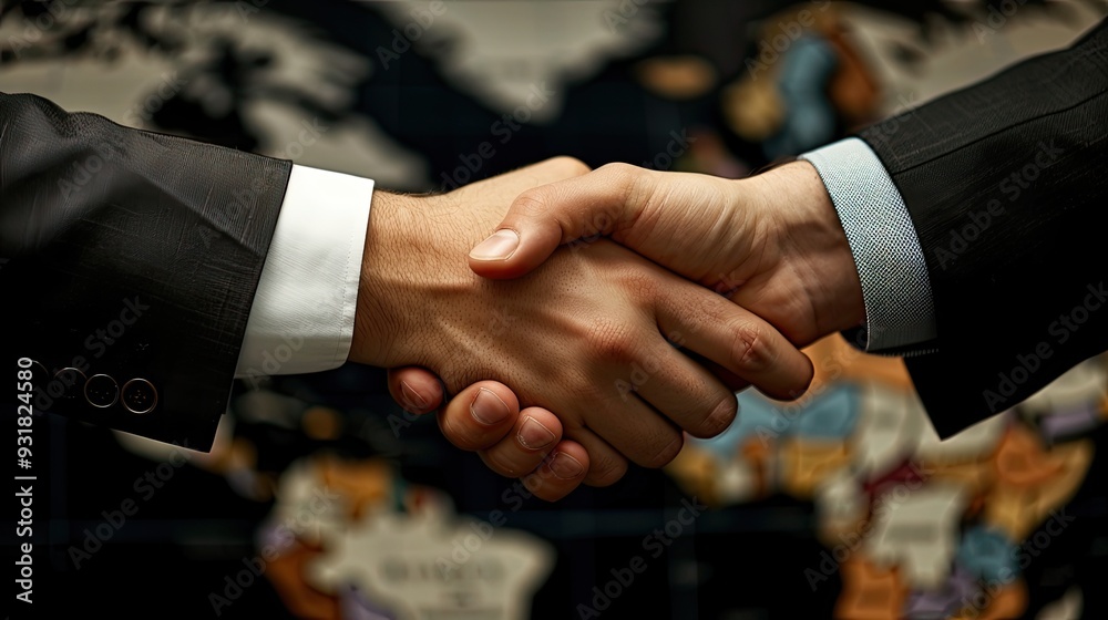 Two businessmen shake hands in a close-up shot, signifying a successful deal or agreement. Two businessmen shake hands in a close-up shot, signifying a successful deal or agreement.