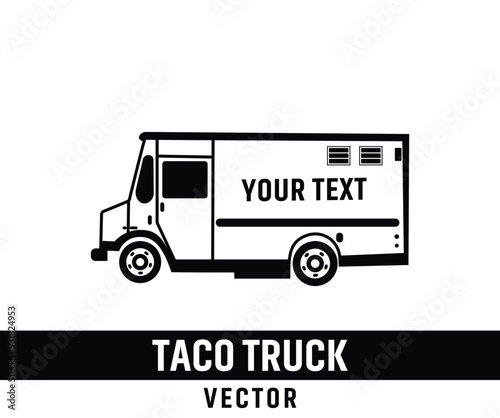 Taco Truck Illustration Vector Collection Set, Eye-Catching Taco Truck Vector Illustration for Themed Parties, Food Blogs, and Merchandising Isolated Outline Icon Set.