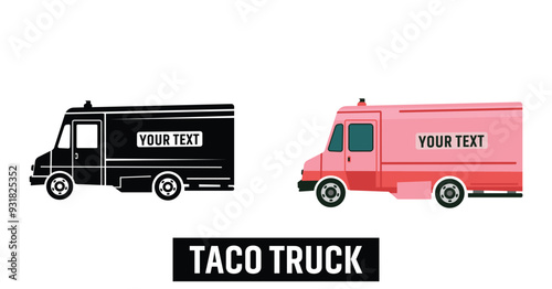 Taco Truck Illustration Vector Collection Set, Eye-Catching Taco Truck Vector Illustration for Themed Parties, Food Blogs, and Merchandising Isolated Outline Icon Set.
