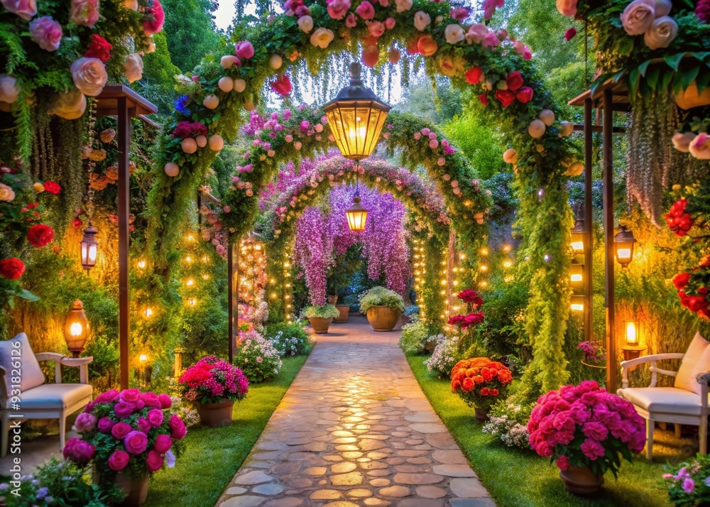 Enchanted Garden: Lush, vibrant, floral motifs, dreamy and whimsical ambiance Enchanted Garden: Lush, vibrant, floral motifs, dreamy and whimsical ambiance