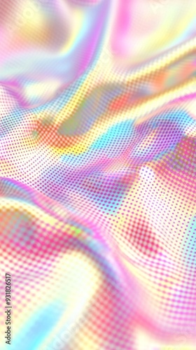 Vibrant Y2K Holographic Background: Abstract Halftone Effect with Dynamic Pink, Yellow, and Blue Palette. Retro 2000s-Inspired Design for Banners, Flyers, and UI Elements. Blurred Dotted Pattern for C