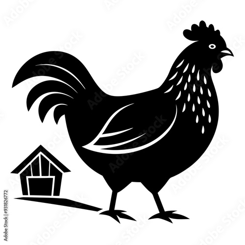  A Hen strutting proudly around a rustic barnyard vector illustration