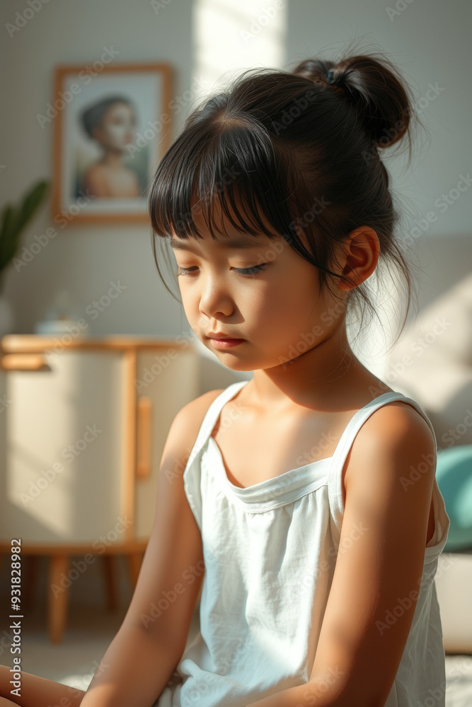 Portrait of a young girl with a thoughtful expression