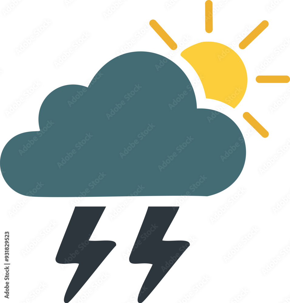 Partly cloudy with a thunderstorm Partly cloudy with a thunderstorm