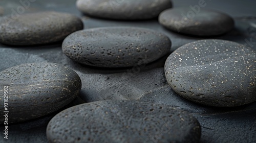 zen stones for podium stand pedestal platform backgroundgrey and black oval stones on dark gray background for product presentationbackground : Generative AI