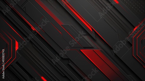 Abstract geometric background with black and red accents.