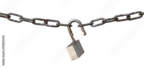 padlock and chain on transparent background