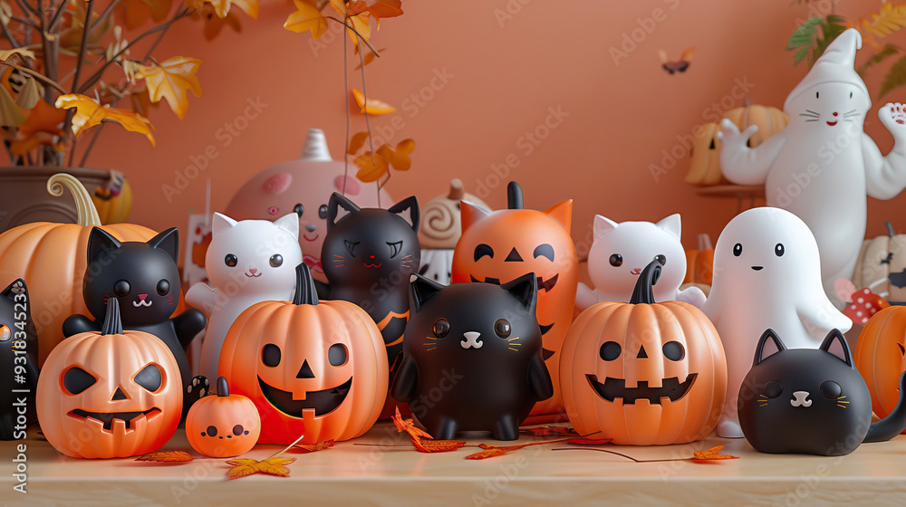 Playful pumpkins and friendly ghosts for Halloween Playful pumpkins and friendly ghosts for Halloween