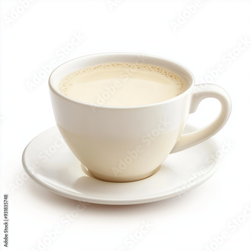 cup of  hot milk  In white background