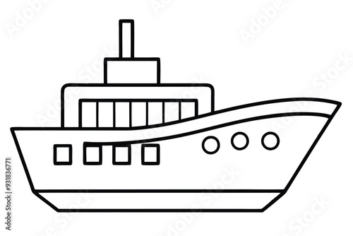 ship line art vector illustration