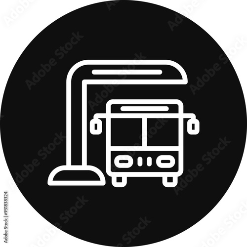 Bus Station Vector Icon Design