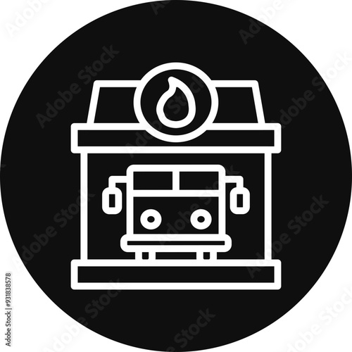 Fire Station Vector Icon Design