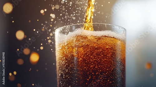 Wallpaper Mural A stylized shot of soda being poured into a tall glass with the liquid splashing and fizzing creating a dynamic and energetic visual Camera lens 50mm studio shot for Hi-end advertising Stock Photo Torontodigital.ca