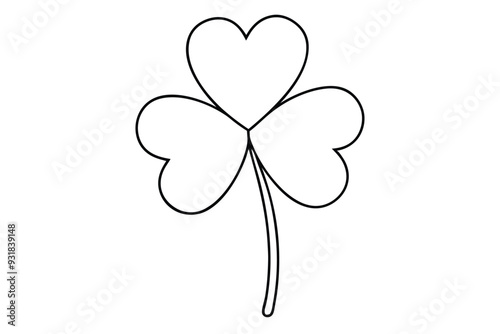 Three leafed clover line art vector illustration