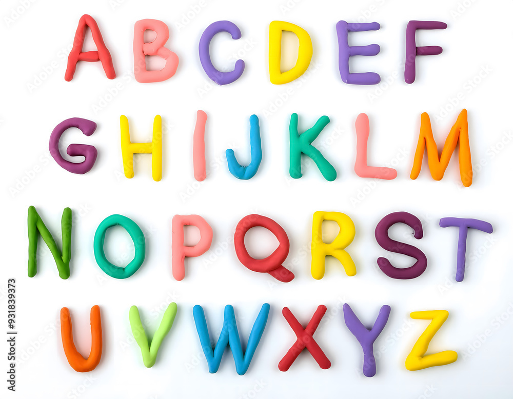 Handmade Plasticine Alphabet Isolated on White Background. English letters of clay. Handmade Plasticine Alphabet Isolated on White Background. English letters of clay.
