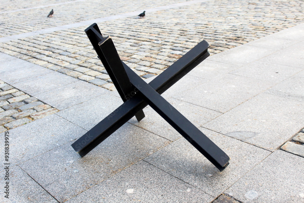 There is an anti-tank barrier on the square. There is an anti-tank barrier on the square.