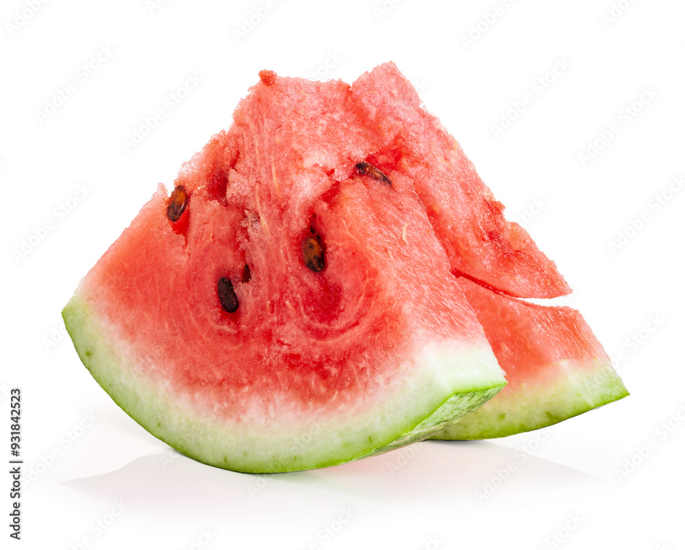 Pieces of overripe watermelon isolated on white background Pieces of overripe watermelon isolated on white background