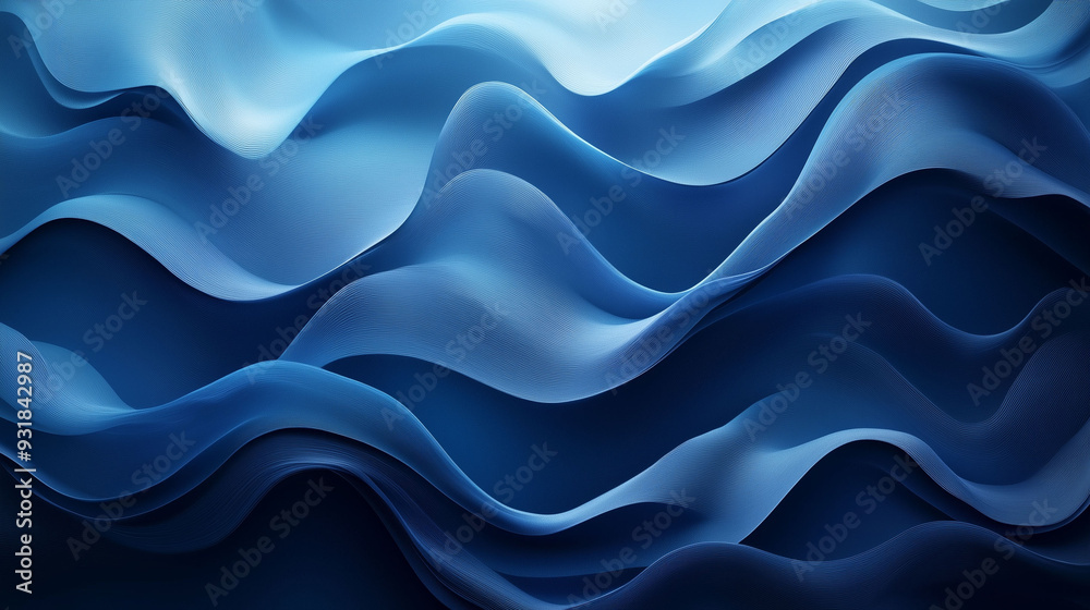 Abstract wavy layers of blue creating a flowing, textured pattern Abstract wavy layers of blue creating a flowing, textured pattern