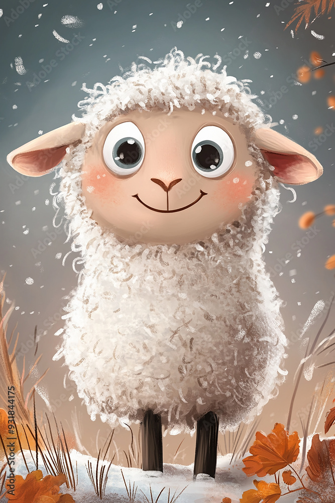 a cute little sheep cartoon for bakraeid card and eid poster for Muslim festival generated by AI