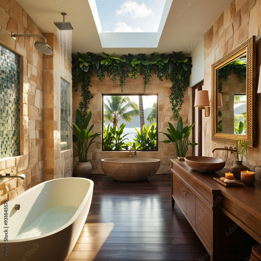 Fototapeta premium A serene and luxurious bathroom