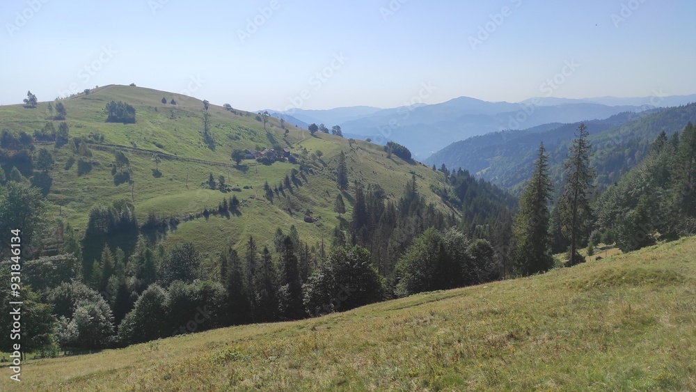 mountains in summer, carpathians, beautiful view of mountains and houses in mountains, countryside mountains in summer, carpathians, beautiful view of mountains and houses in mountains, countryside
