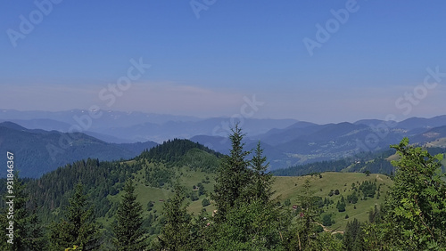 mountains in summer, carpathians, beautiful view of mountains and houses in mountains, countryside