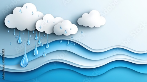 A detailed diagram of the water cycle, showing evaporation, condensation, precipitation, and collection