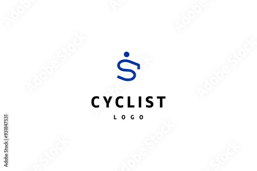 Template logo design solution for with cyclist simple image and letter S enscrypted in