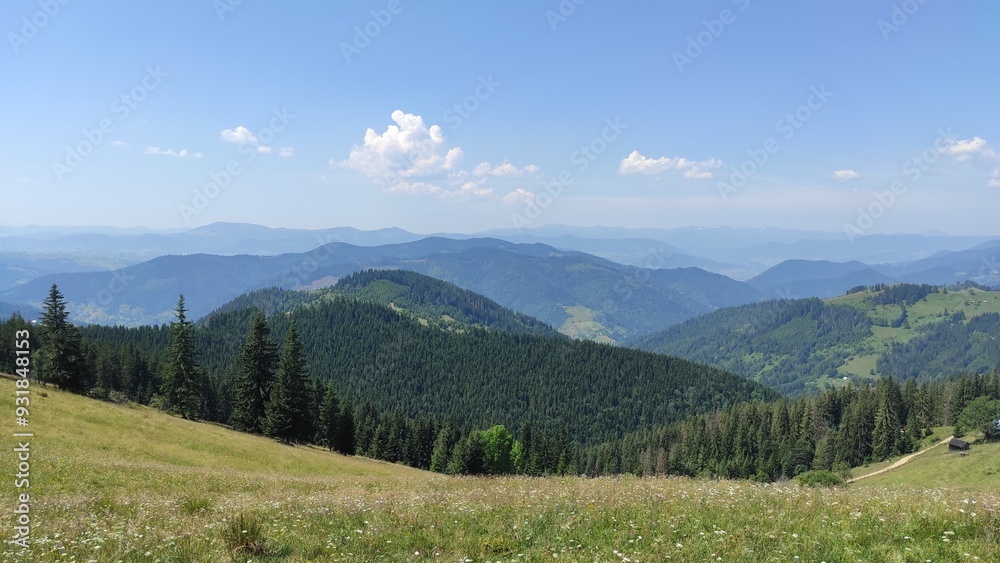 mountains in summer, carpathians, beautiful view of mountains and houses in mountains, countryside mountains in summer, carpathians, beautiful view of mountains and houses in mountains, countryside