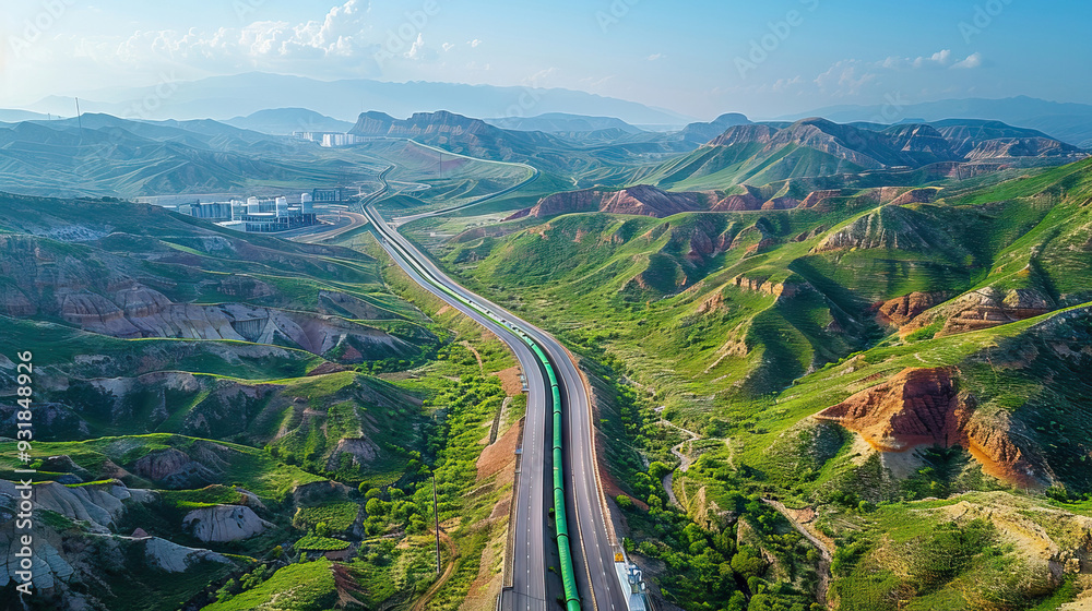 Gas pipeline in a vast landscape view Gas pipeline in a vast landscape view
