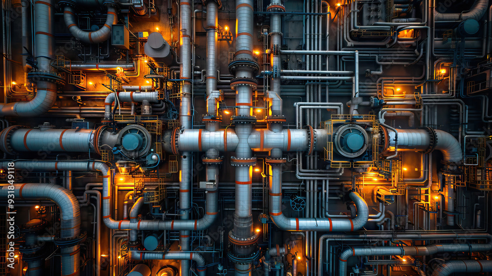 Complex gas pipeline network in urban landscape Complex gas pipeline network in urban landscape