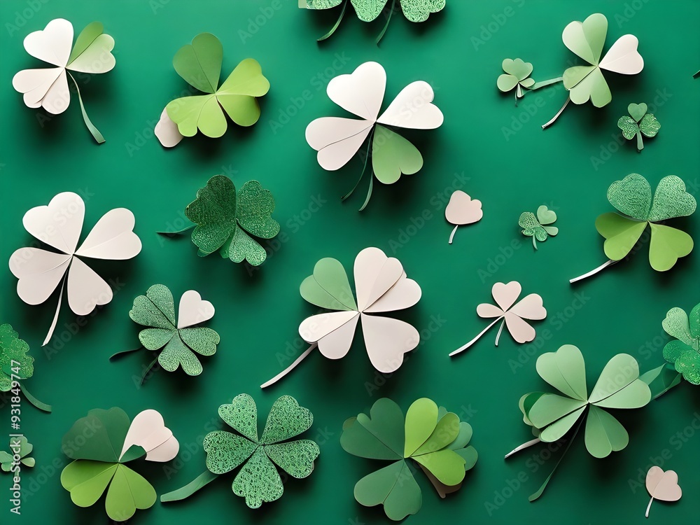 Lucky four-leaf clover with green background