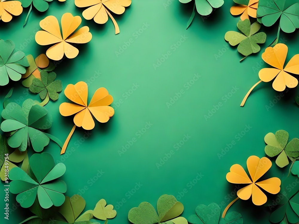 Lucky four-leaf clover with green background Lucky four-leaf clover with green background