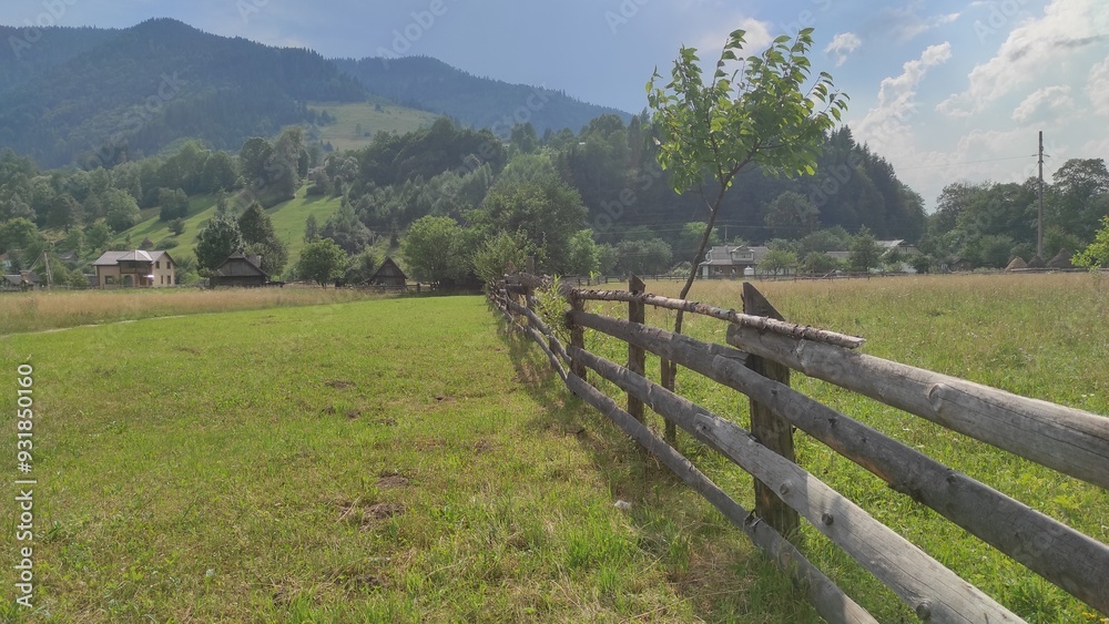 mountains in summer, carpathians, beautiful view of mountains and houses in mountains, countryside mountains in summer, carpathians, beautiful view of mountains and houses in mountains, countryside