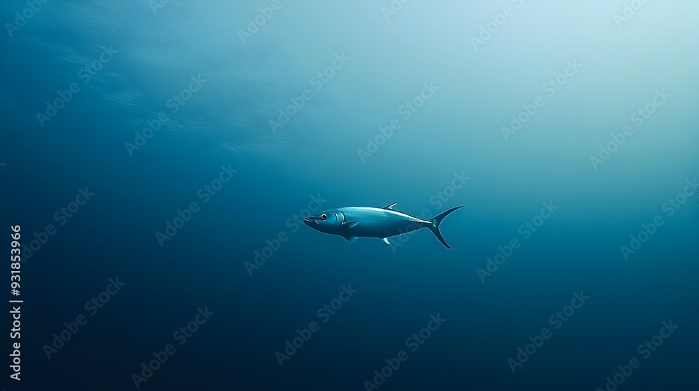 Elegant Silver Fish Swimming in Serene Oceanic Solitude Elegant Silver Fish Swimming in Serene Oceanic Solitude