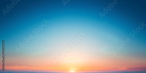 Abstract gradient sunrise in the sky with blue and orange natural background