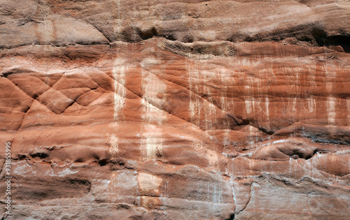 Close up at rock structures in the bay of fundy in Canada caused  by hight and low tides