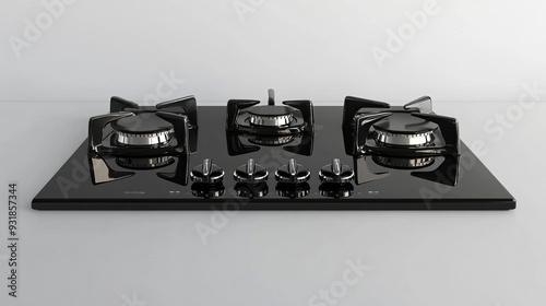 Black glass stove against a white background. photo