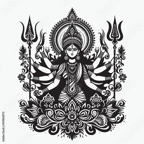 Indian god vector silhouette