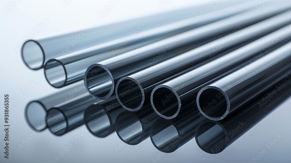 whole carbon tubes on a clear neutral surface whole carbon tubes on a clear neutral surface