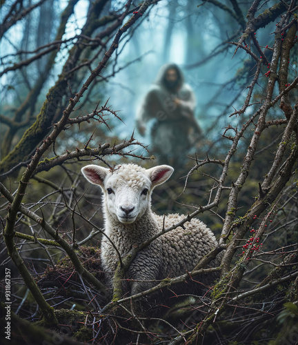 Jesus runs to lamb in thorns