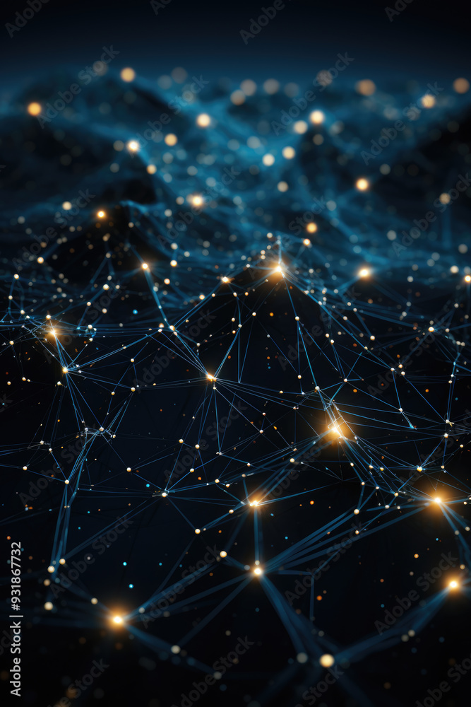 Fototapeta premium generated illustration neon light background with technology network line connect dot background