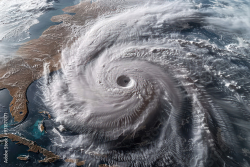 Hurricane swirls with a bright eye