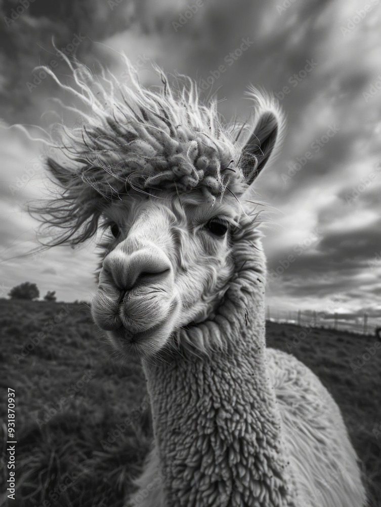 Obraz premium Llama portrait in black and white
