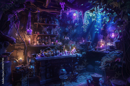 Witch's lair in enchanting twilight